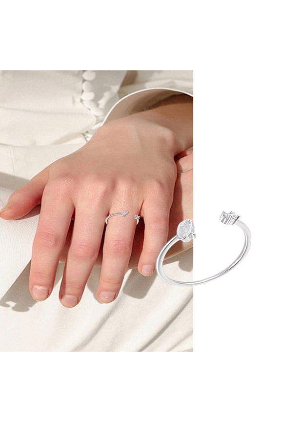 1Pc Letter Brass Rhinestone Open Cuff Rings for Women Letter Q Inner Diameter: 17~18mm
