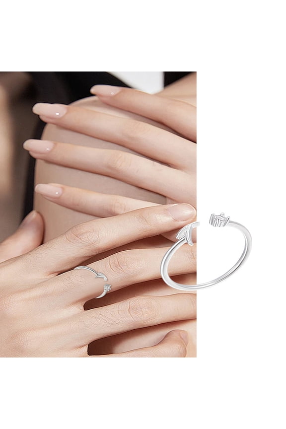 1Pc Letter Brass Rhinestone Open Cuff Rings for Women Letter T Inner Diameter: 17~18mm