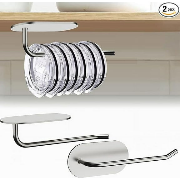 1Pc Lids Organizer, Lid Holder, Stainless Steel Silver Self-Adhesive Under Cabinet Space-Saving Lid Organizer Suitable for Most of All Styles of Cups on the Market