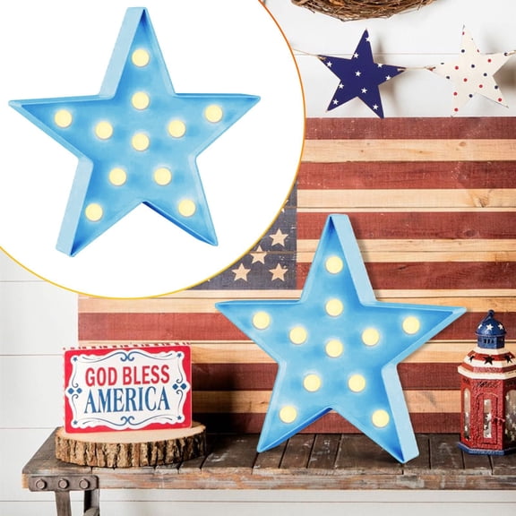 1Pc Light-Up Star Decoration 4Th Of July Light Up Star For Window,Abs Blue