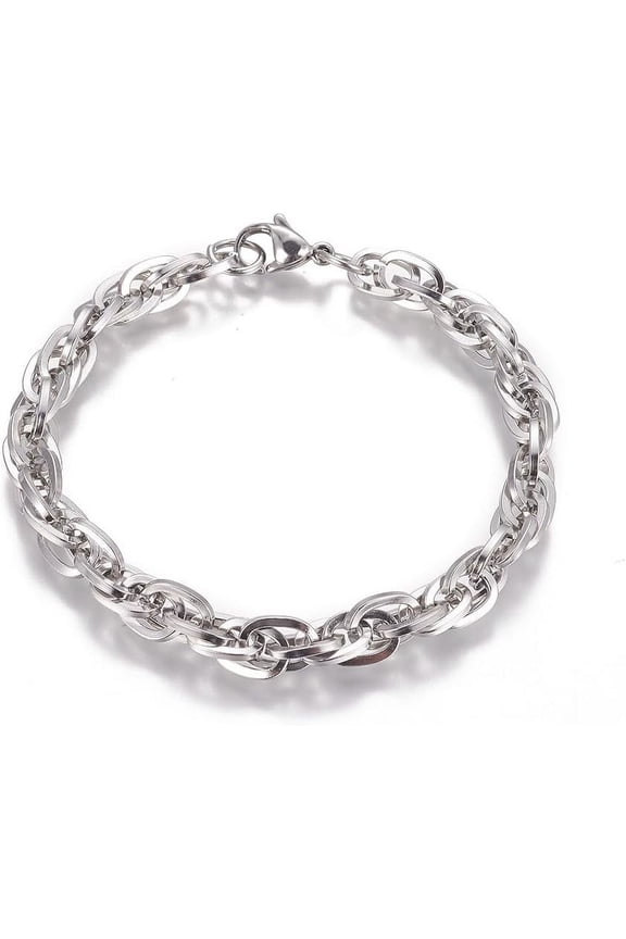 1Pc Link Bracelet Stainless Steel Rope Chains Bracelet with Lobster Claw Clasps Stainless Steel Color Plated Jewelry Bracelets For Women Men