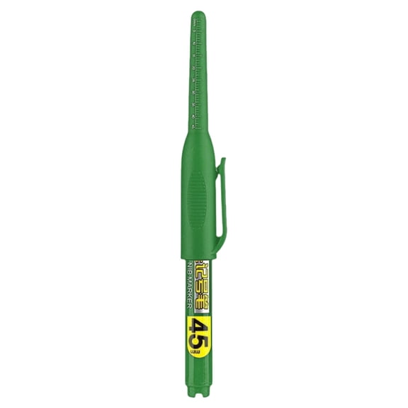 1Pc Long Nib Deep Hole Marker Pen - 45mm Extra-Length Tip for Precise Marking, Refillable Water-Resistant Construction Marker, Heavy-Duty Carpenter Pen for Woodworking & Plumbing,Green