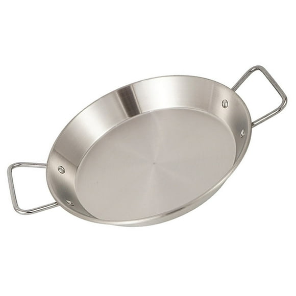 FRCOLOR Stainless Steel Binaural Frying Pan for Cooking Use Silver Color 1Pc