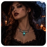 1Pc Luminous Skeleton Pendant Necklace Antique Silver Skull Bone Chain Halloween Gothic Cosplay Costume Jewelry Accessory