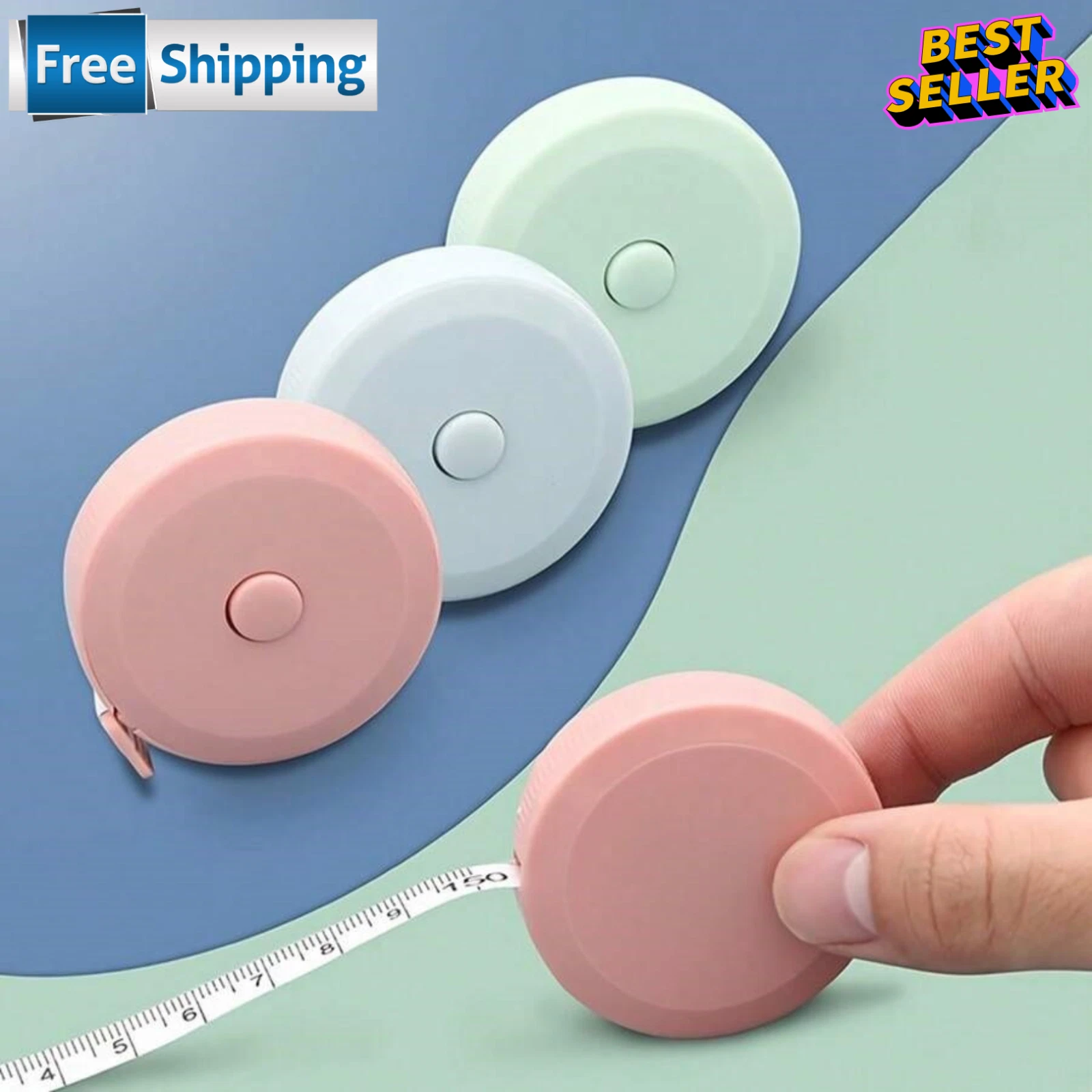 1Pc Measuring Tape Retractable Dual Side 60In Multiuse With Push Button For Home