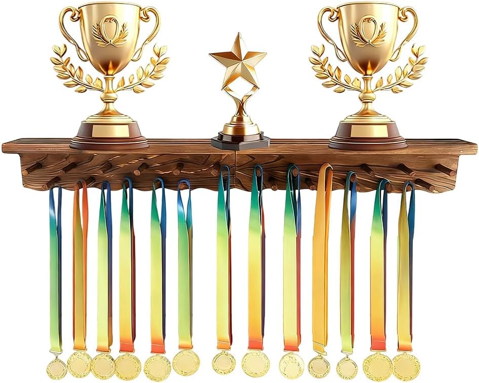 1Pc Medal Holders Wood Trophy Shelf Wall Mount Medals Hanger Display 14 ...