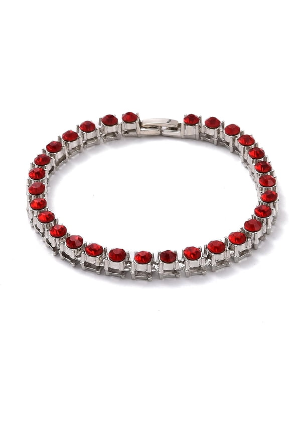 1Pc Men's Classic Rhinestone Tennis Bracelets Hip Hop Alloy Glass Rhinestone Bracelets Platinum 8-3/8 inch(21.2cm)