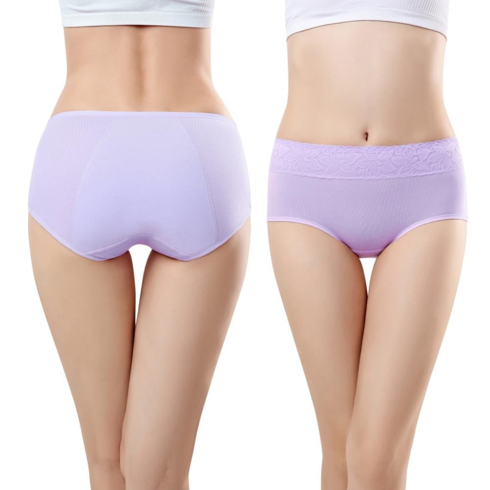Pretty Comy 6 Pack Menstrual Period Underpants for Women Mid Waist Cotton  Postpartum Panties Full Coverage Stretch Hipster Briefs