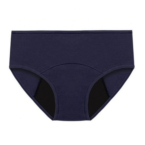 1Pc Menstrual Period Underwear for Women Mid Waist Cotton Postpartum Ladies Panties Girls Full Coverage Briefs Solid Color Underpants Stretch Briefs Dark Blue XXL