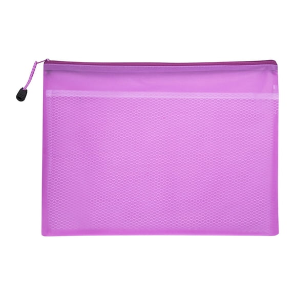 1Pc Mesh Zipper Document Bags,Waterproof Plastic Document Organizer Folders,Multipurpose File Bags for Home,Office,Stationery,Travel,and Home Storage Supplies,Fit Letter,A4/A5 Size(Purple 23x17cm)