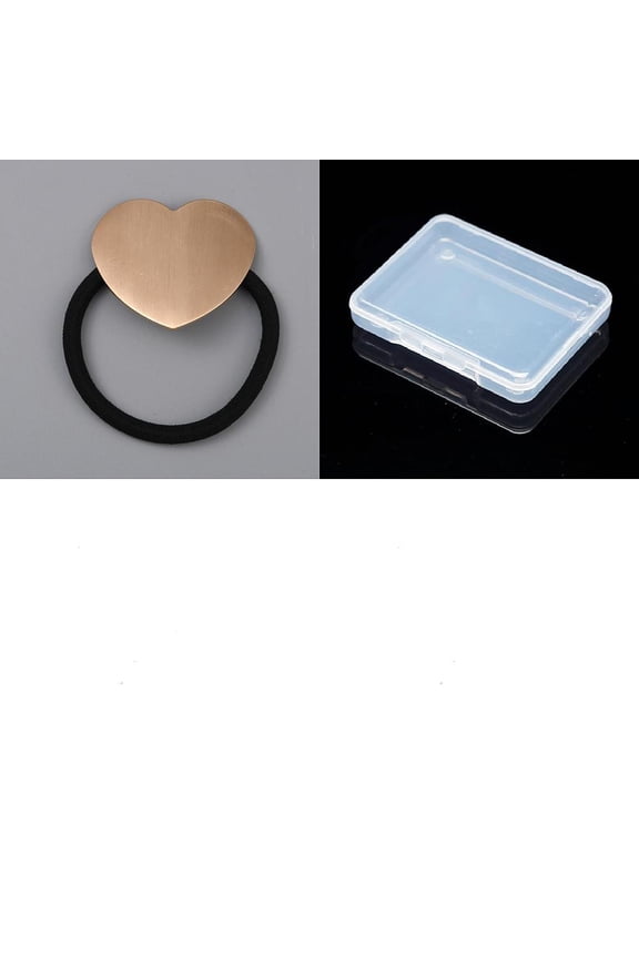 1Pc Metal Heart Hair Rope Heart Elastic Hair Ties Ponytail Holder Scrunchie Thick Seamless Hair-Ties Ponytail Holder Gold