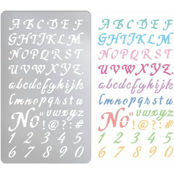 1Pc Metal Wood Burning Alphabet and Number Stencil Stainless Steel Template Curly Letter Template Journaling Stencils for Engraving Wood and Pattern Notebook Diary