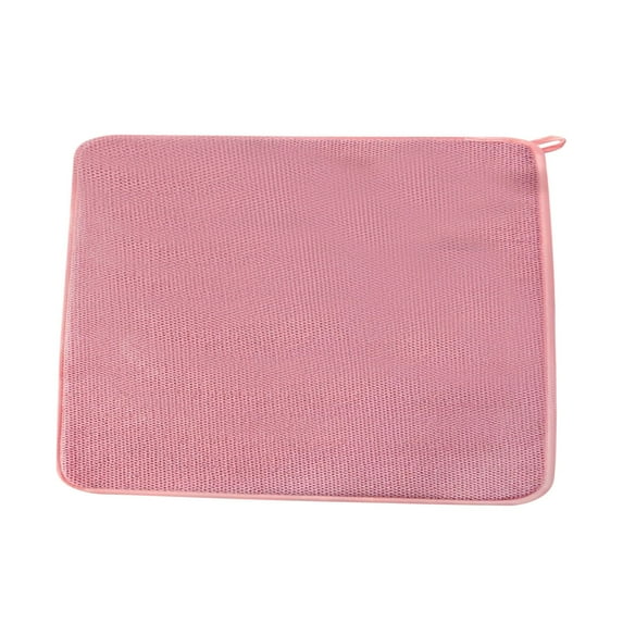 1Pc Microfiber Dish Drying Mat, 20x15 inch Absorbent Dish Drainer Kitchen Counter, Large Size Dish Drying Pad for Countertops, Sinks, Draining Racks, Dishes Fruits Placement Mats(Pink1,20x15")