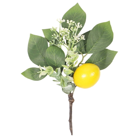 1Pc Mini Artificial Lemon Pick with Twine Bow, 7.87" Faux Citrus Stem with Daisy Flower for Summer Farmhouse Tiered Tray Kitchen Decor