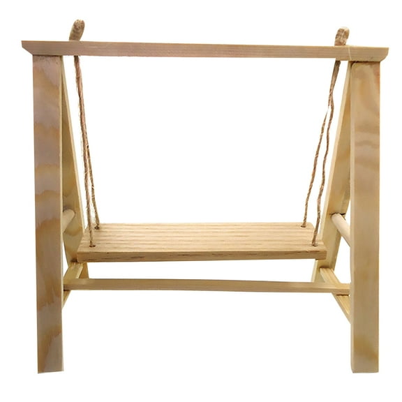 1Pc Mini DIY Swing Ornament Exquisite Outdoor Garden Furniture Set Creative Wooden Household Decor (Wooden Lubricious)