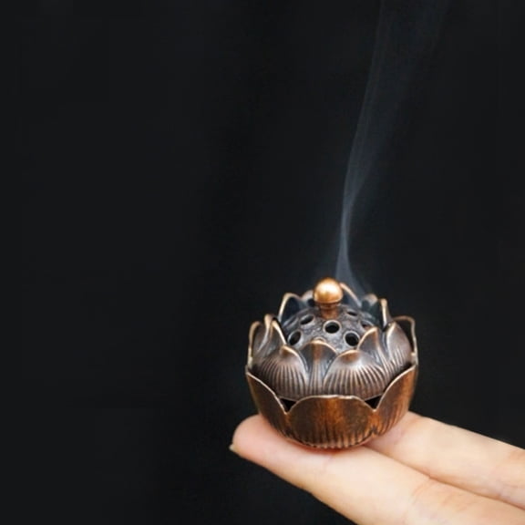 1Pc Mini Lotus Incense Burner, Copper Alloy Material With No-Stick Powder Incense Hole Design, For Home Office Tea Ceremony Relaxation Decorative Ornament