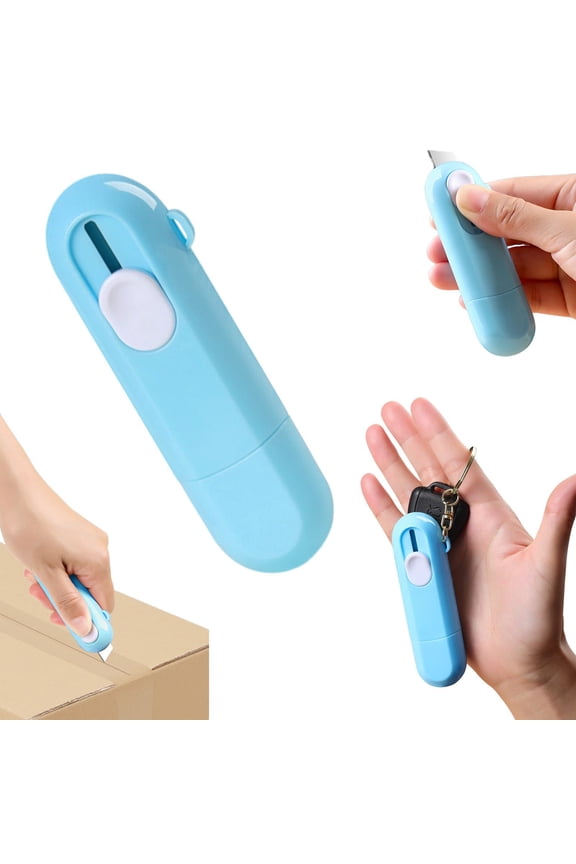 1Pc Mini Retractable Utility Knife, Pocket Keychain Box Cutter, Portable Safe Cardboard Package Opener, Compact Small Cutting Tool for Opening Parcels, Cartons, Envelopes and Daily Household Use