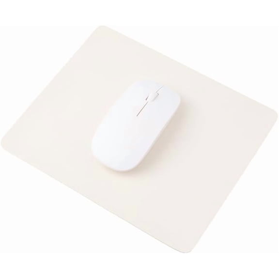 1Pc Minimalist Mouse Pad White Imitation Leather Non-Slip Base Rectangular Mouse Mat 190x230x2mm for Home Office School Travel Making DIY