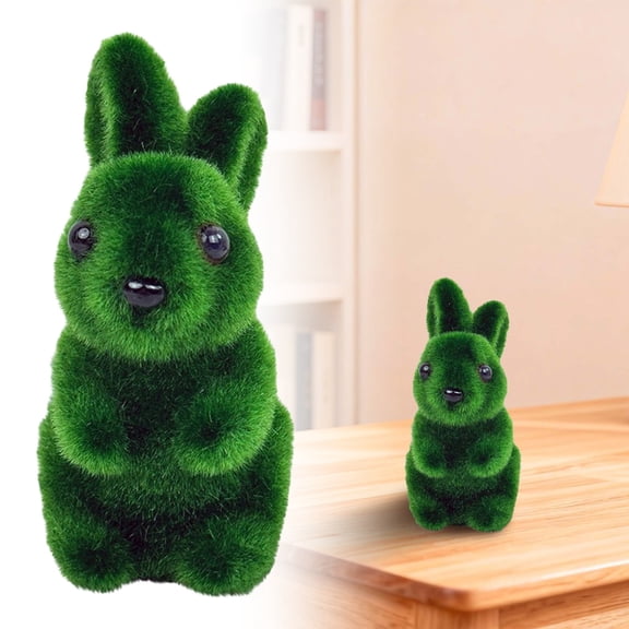 1Pc Moss Bunny Decorative Figurines Flocked Resin Easter Bunny Decor Green Moss Bunnies for Spring Indoor Table And Bookshelf Decorations Home Rabbit Decorations(4.33"X2.36")Easter Bunny Figurine