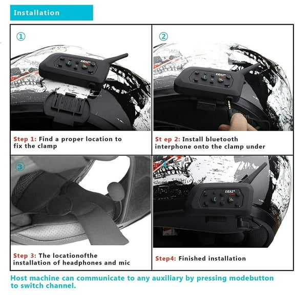 1Pc Motorcycle Helmet Bluetooth, Helmet Communication System with Hands-Free Call and Noise Reduction for Motorcycling Skiing and Climbing, Black