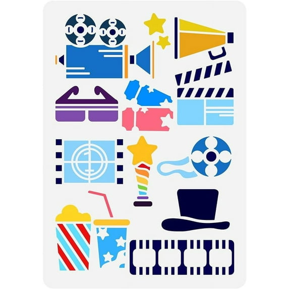 1Pc Movie Camera Painting Stencil Film Pattern Drawing Template DIY Craft Cinematography Props Decoration Stencil for Painting
