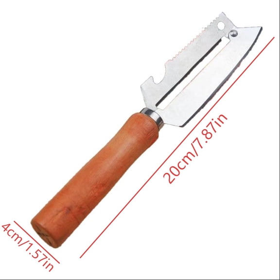 1Pc Multi Functional Vegetable Peeler for Kitchen, with Bottle Opener and Wooden Handle, 3-in-1 Stainless Steel Kitchen Tool