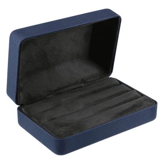 Unique Bargains 1Pc Multiple Ring Box Jewelry Storage Display Stand Ring Organizer Case PU Leather Gift Box for Wedding Blue