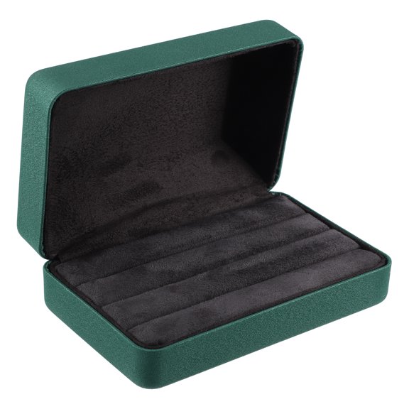 Unique Bargains 1Pc Multiple Ring Box Jewelry Storage Display Stand Ring Organizer Case PU Leather Gift Box for Wedding Green