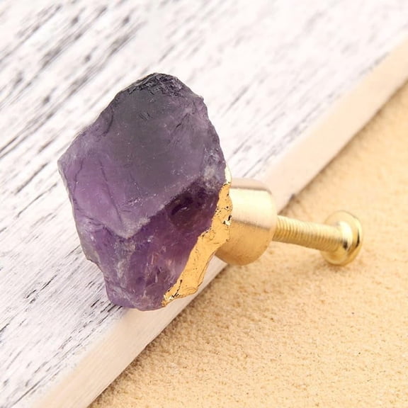 1Pc Natural Amethyst Drawer Knob with Brass Findings and Screws Cabinet Pulls Handles for DIY handcrafting