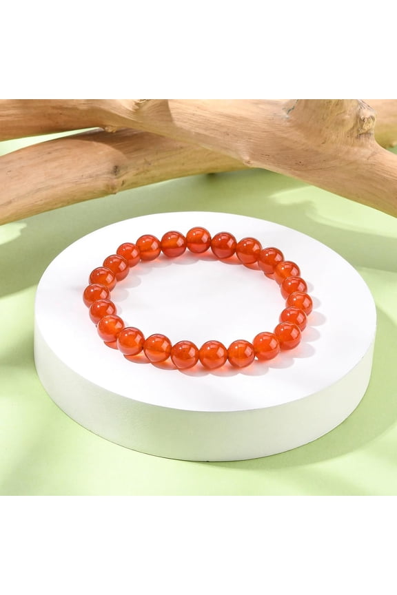 1Pc Natural Carnelian Beaded Stretch Bracelets Round 2 inch(5.2cm) Bead 8mm Carnelian