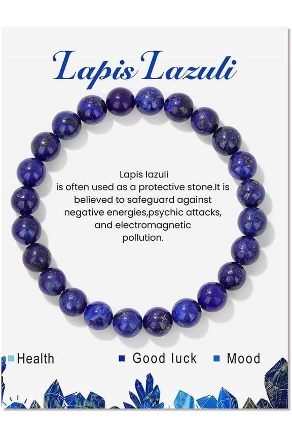 1Pc Natural Lazuli Beaded Stretch Bracelets Round 7-1/2 inch(19cm)