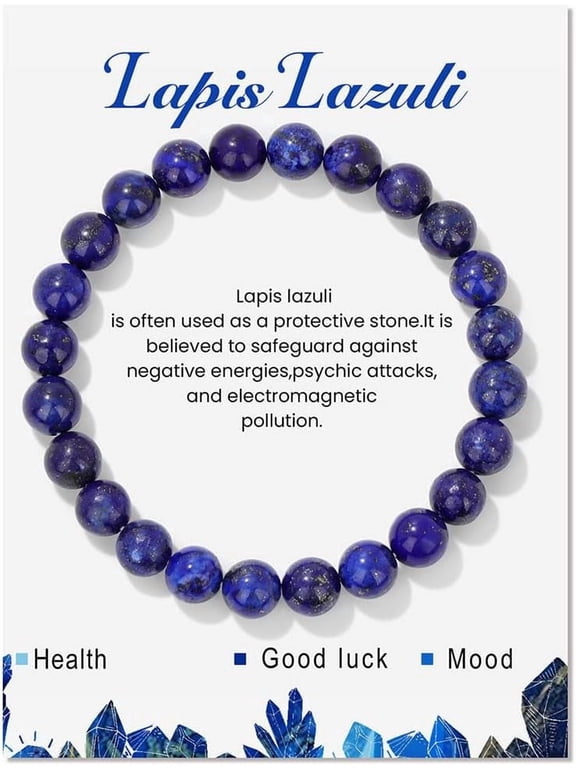 1Pc Natural Lazuli Beaded Stretch Bracelets Round 7-1/2 inch(19cm)