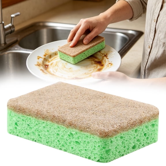 1Pc Natural Scrub Sponge,Car Wash Sponge,Non-Scratch Scrub Sponges,Multi-Purpose Kitchen Scrub Sponges,Biodegradable Scrubbing Sponges with A Tough Scouring for Kitchen and Bathroom,4.33"x2.75"