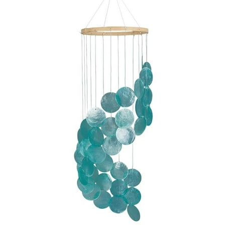1Pc Natural Shell Wind Chimes with Bamboo Rings for Outdoor Garden Decorations Dark Turquoise 720x172x172mm