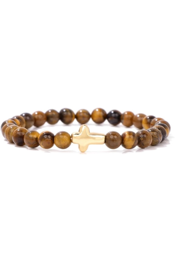 1Pc Natural Tiger Eye Beads Stretch Bracelets 7-1/2 inch(19cm) Making DIY