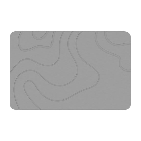 1Pc Non-Slip Diatomaceous Earth Bath Mat - Absorbent Design With Wave Pattern, Quick-Drying, Gray Color - For Bathroom Floor, Shower Area, Bathtub Side, Entryway