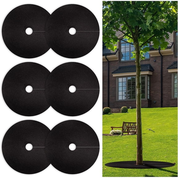1Pc Nonwoven Plant Root Protection Fabric, 15 In Diameter Non-Woven Tree Cover, 2 In Inner Hole Moisture-Guard Sun-Shading Breathable Weed Barrier For Garden Trees Shrubs Plants,