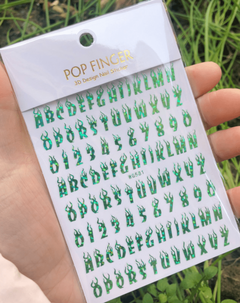 1Pc Numbers Decals 3D Nail Art StickerS Decals Letter Stickers Alphabet