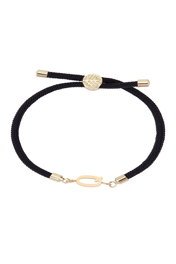 1Pc Nylon Cord Slider Bracelets with Golden Brass Accessories Letter Jewelry Letter Q Inner Diameter: 2-3/4 inch(7cm) letter: 2.5~9.5x13.5~19.5x3~4mm
