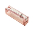 thumbnail image 1 of 1Pc Nylon Mesh Zipper Bags, 7.5" Transparent Makeup Brush Pouch, Portable Cosmetic Bags, Rectangle Pencil Case Organizer for Travel, Lipstick, Earphone, Keys - Pink, 1 of 7