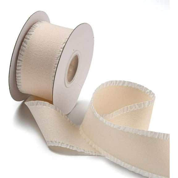 1Pc Nylon Ruffled Ribbon Beige 1-5 8 Inch (40mm) 5.47 Yards Roll Polyester Trim Decorative Ribbon for Crafts Clothes Accessories Gift Wrapping Projects for DIY