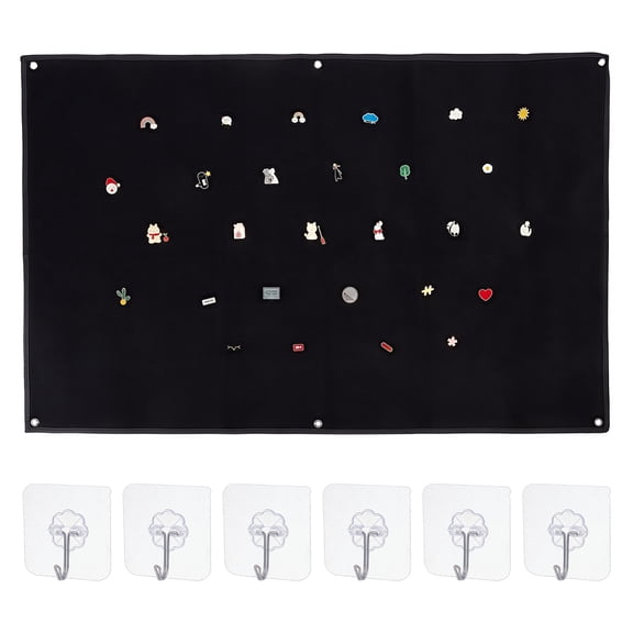 1Pc Nylon Tactical Hook and loop Fastener Patch Hanging Display Board with Eyelets Rectangle with 6Pcs Acrylic & Iron Hook Hanger Black