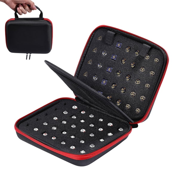 1Pc Nylon with EVA Sponge Dice Organizer Display Cases with Handle Polyhedral Dice Storage Holder Rectangle Red 20x16x6.5cm DIY