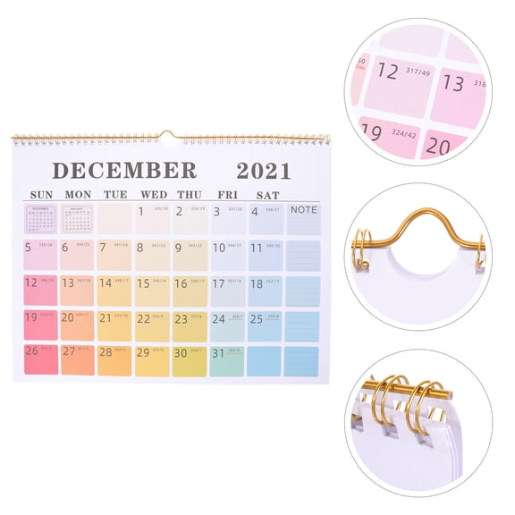 1Pc Office Wall Calendar 2021 English Edition Paper Calendar for Note Taking