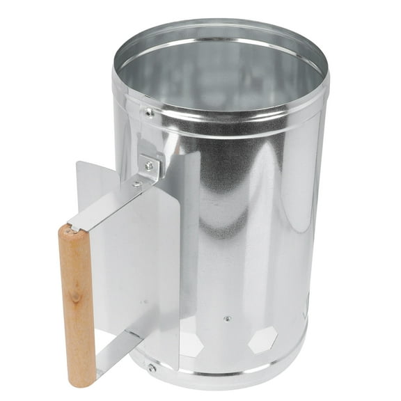 Homoyoyo Chimney Starter Silver Bbq Fire Starter Wooden Handle for Grilling
