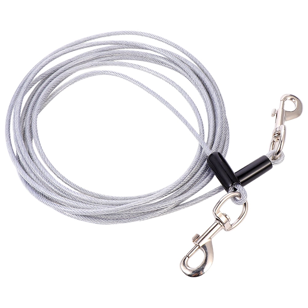 1Pc Outdoor Pet Pulling Rope Dog Traction Rope Double Heads Steel Wire Rope