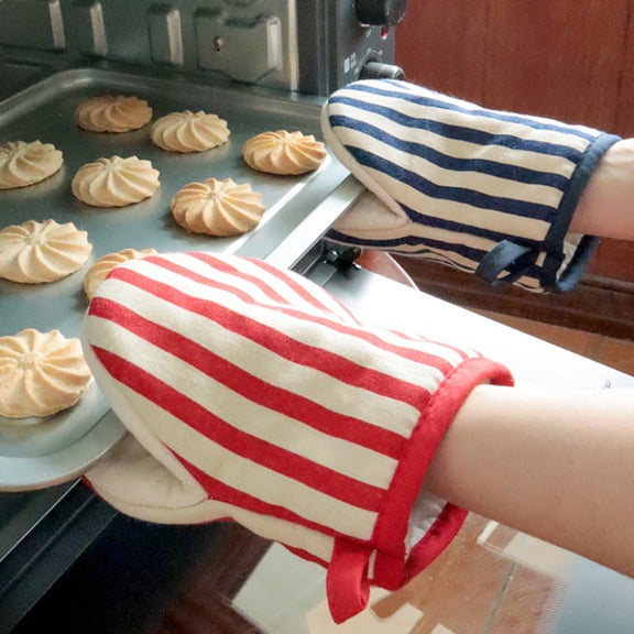 1Pc Oven Mitts with Cotton Lining Heat Resistant Anti-Scalding Gloves Thickened Kitchen Safety Gear for Baking Grilling Cooking