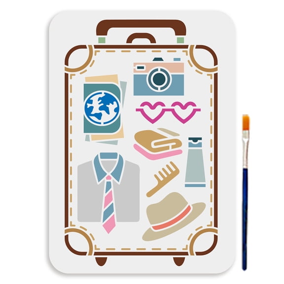 1Pc PET Hollow Out Drawing Painting Stencils for DIY Scrapbook Photo Album with 1Pc Art Paint Brushes Bag 297x210mm