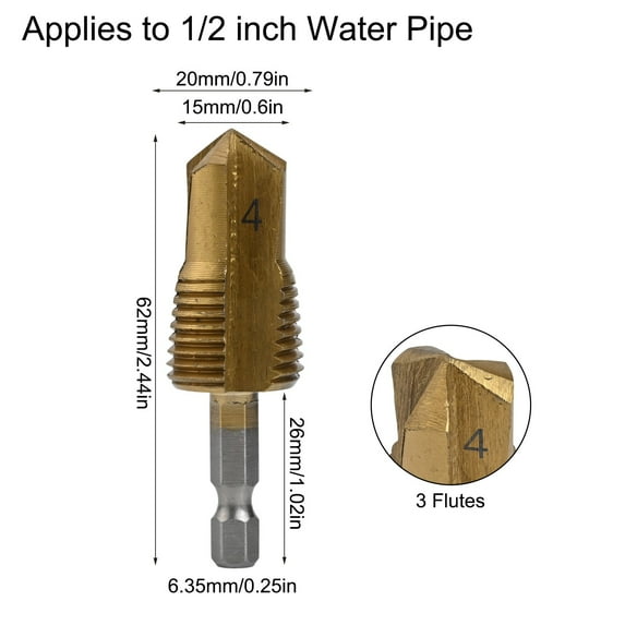 1Pc PPR Lifting Stepped Drill Bit Hexagon Shank Water Pipe Connection Tool For Plumber Water Pipe Puncher Drill Bit
