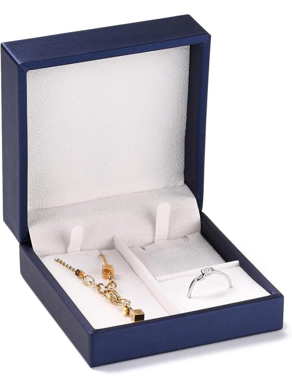 1Pc PU Leather Jewelry Set Storage Boxes for Pendant Ring and Bracelet Packaging Square Medium Blue 9x9x4.5cm Craft Supplies